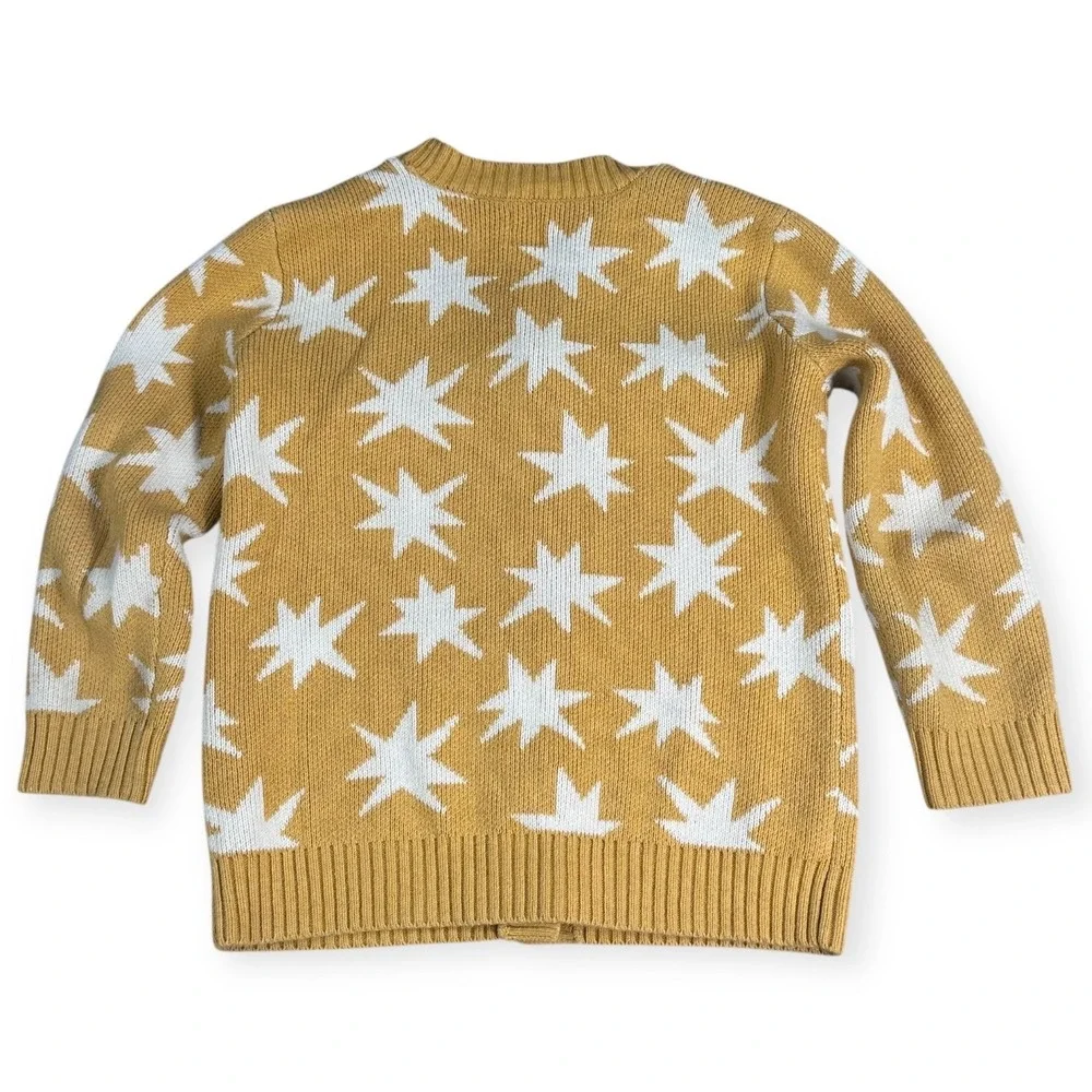 Tea Collection Kids‎ Girls Yellow Star Knit Cardigan Sweater S P 4-5